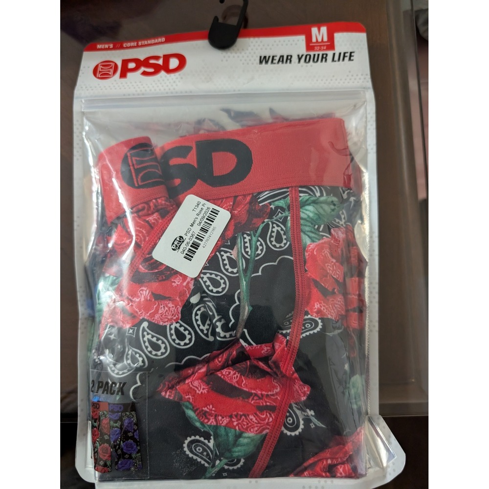 PSD Mens Boxer Briefs 2 Pack Rose Paisley Multi Floral Core Standard M 32-34